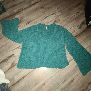 Free People Teal Sand Dune Sweater Size Small